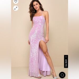 Glowing Praise Lilac Sequin Lace-Up Maxi Dress